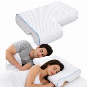 Couples Cuddle Pillow Memory Foam with Arm Hole, Side Sleeper Pillow for Neck Shoulder Support, Anti Numb Arm Relief, Breathable Washable Cover, 24-48 Hour Expansion Time Comfort Pillow for Men Women