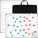 Dunzoom 24" x 18" Soccer Magnetic Coaching Board Double-Sided Dry Erase Tactics Whiteboard, Portable Tactical Board Equipped with Magnet Numbers, Marker Pen, Eraser and Zipper Bag