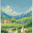 Pastoral Geese and Landscape Blanket Gifts for Women Countryside Serenity Flannel Throw Blankets for Bedding Couch Soft Lightweight Warm Cozy Throws Decor 50x60in