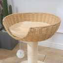Wooden Cat Tree for Cat, Tree Tower with Basket Condo (AL-27 Cat Tree) Including， Woven Basket ， Sisal Posts ，Stable Base For Indoor Cats.Easy To Clean, 20.4"L x 20.4"W x 57.4"H