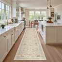 Madane Hallway Runner Rug 2x12, Long Washable Runner Rugs 12ft with Rubber Backing, Non Slip Carpet Runner, Vintage Rug Runners for Kitchen Laundry Room Entryway (Beige/Blue, 2'x12')
