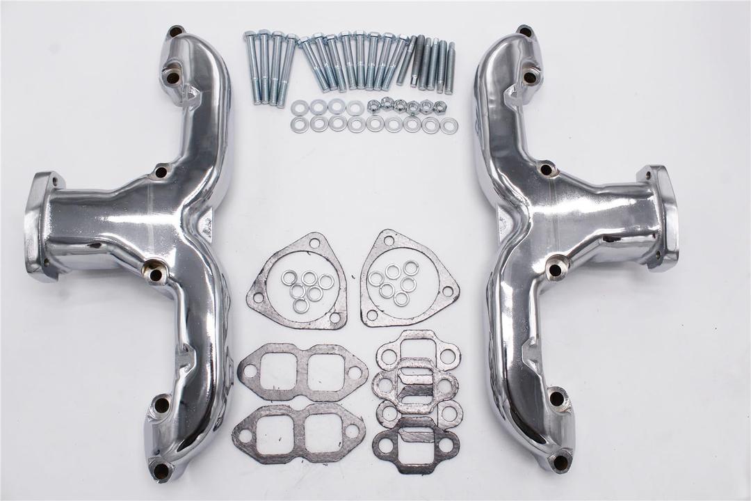Rams Horn Manifolds Chrome Compatible with SBC 350 1955-Up Corvette