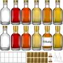 TBWIND 12 Pack 6 oz/200ml Clear Glass Bottles with T-Top Cork Stoppers, Small Refillable Bottles for Homemade Liquor, Vanilla Extract, Oil, Vinegar & Gift Favors