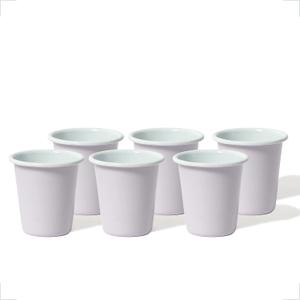 Falcon Enamelware Tumbler, Durable Enamel Drinking Cup, (11 oz), Classic & Stackable Design, Drinking Cup for Kitchen, Outdoor, Camping & Picnic Use (Pale Lilac, Pack of 6)