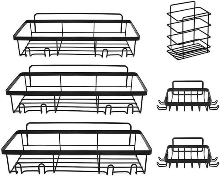 Rustproof Stainless Steel Shower racks, 5 Pack, Large Capacity, No-Drilling Shelves