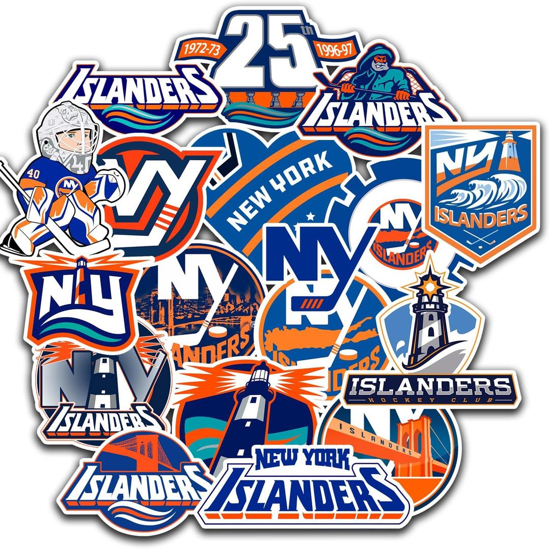 25 PCS New York American Islanders Hockey Stickers for Water Bottle, Laptop, Bicycle, Computer, Motorcycle, Travel Case, Car Decal Decoration Sticker