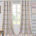 H.VERSAILTEX Blackout Curtains Printed Design 96 Inch Length 2 Panels Set Thermal Insulated Curtains for Bedroom Living Room Geometric Modern Grommet Window Drapes - Mustard and Grey