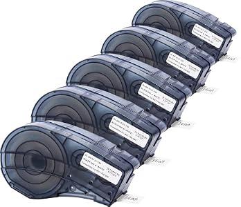 YUANQIMM 5-Pack Compatible with M21-750-595-WT All-Weather Vinyl Label Tape Replacement for M21-750-595 Black on White 3/ 4 Inch Tape for Indoor and Outdoor, High Adhesion, 0.75" x 21', 19.1mm x 6.4m