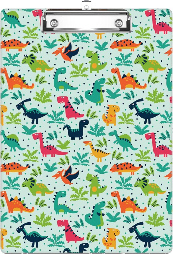 Funny Dinosaurs Clipboard, Cute Decorative Clip Board with Metal Clip Pretty Plastic Clipboards A4 Standard Size 12.6" X 8.9" for Kids, Teacher, Students, Nurses & Office