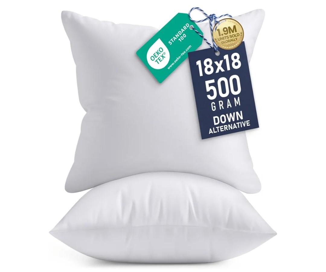 26x26 Pillow Inserts, Set of 2, White,Cover: 100% cotton,Filling:100% Polyesters – Indoor Decorative Throw Pillows for Bed, Sofa & Couch – Soft, Supportive & Fluffy Cushion Inserts