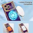 OOK Magnetic Case for iPhone 17 Pro 6.3 Inch [Wireless Charging Compatible] Soft TPU Heart Design Phone Cover with Screen Protector Shockproof Protection Slim Case for Women - Purple (Purple (NO Strap))