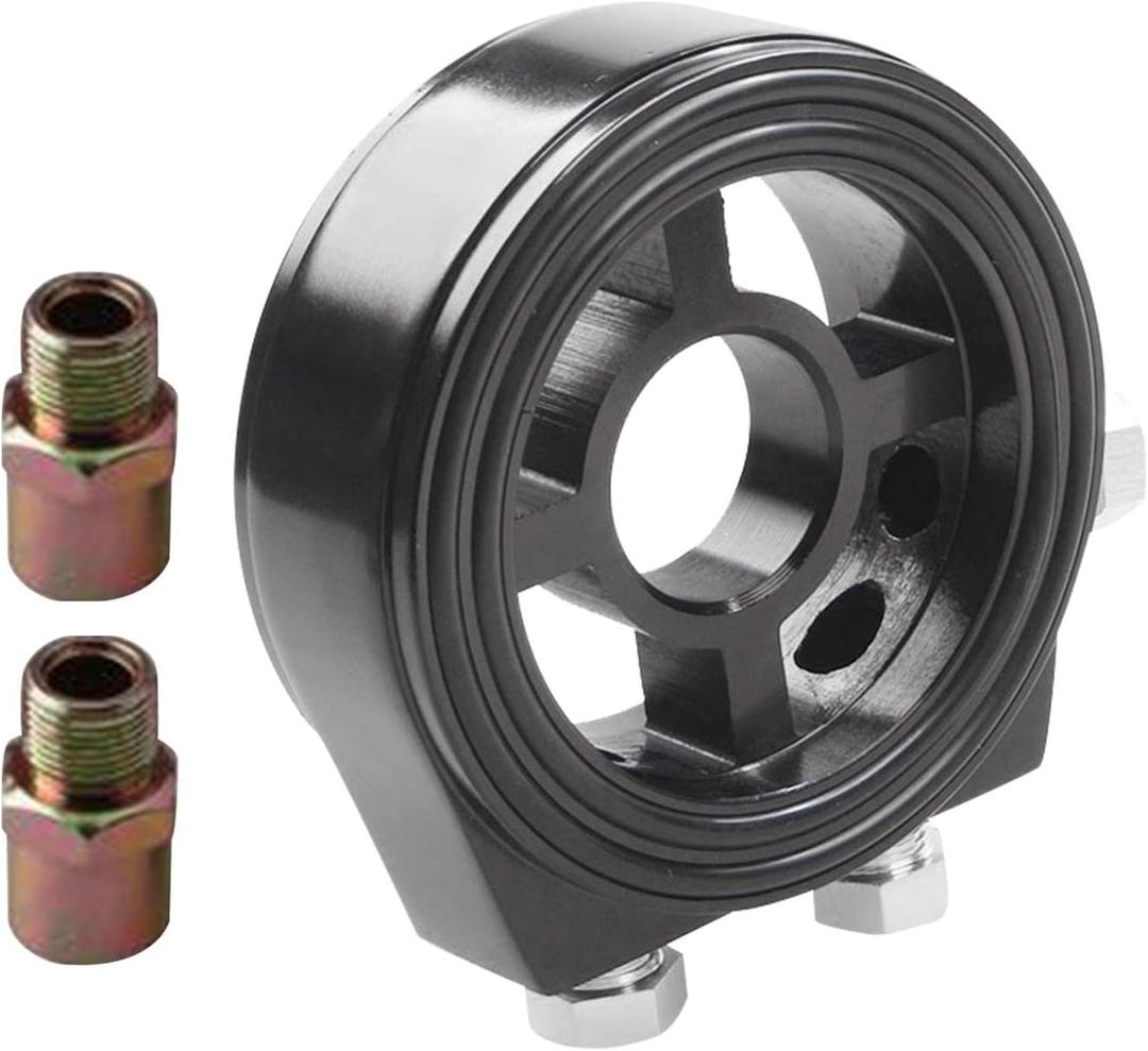 Oil Filter Sandwich Plate Thread Adapter, Universal Aluminum Oil Pressure Temperature Sensors Adapter Kit 3/4NPT, M20 x 1.5(COLOR:black)