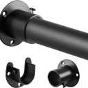 Metal Black Closet Rods for Hanging Clothes, 1.3 Inch Diameter Heavy Duty Closet Rod 17-51 Inch Adjustable Clothes Hanging Bar Shower Curtain Rods for Closet, Wardrobes, Bathroom, Windows