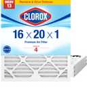 Clorox 16x20x1 Air Filter, MERV 13 Pleated HVAC AC Furnace Air Filters for Allergies, Pet Dander, Smoke and more, MPR 1500 & FPR 10 Pack of 4