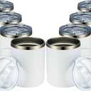MEWAY 12oz Coffee Mug With Handle 8 Pack Bulk,Stainless Steel Insulated Travel Tumblers With Sliding Lid,Double Wall Vacuum Camping Cup for Hot & Cold Drinks Tea (White,Set of 8)