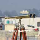 Vintage Solid Brass Floor-Standing Binoculars with Tripod – Nautical Telescope for Adults | Bird Watching, Marine Decor, Hiking, Outdoor