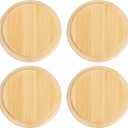 uxcell 4Pcs Bamboo Cup Lid 3.35 Inch, Cup Cover Coffee Mug Cover Tea Glass Drink Cup Lid, Reusable Wooden Round Cup Lid for Keeping Warm