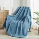 Exclusivo Mezcla Fleece Throw Blanket Extra Large, Super Soft and Warm Blankets for Couch, Sofa and Bed Waffle Textured, Cozy, Fuzzy and Lightweight (Slate Blue, 50x70 Inches)
