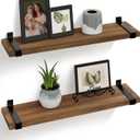 Gronda Wood Floating Shelves for Wall 24 Inch Rustic Natural Pine Shelf Industrial Shelving Wall Decor Storage Organizers Hanging Shelf for Bathroom Living Room Bedroom Kitchen Toilet, Set of 2