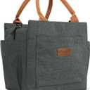 Joymee Lunch Bag Women Insulated Lunch Box Reusable Leakproof Large Spacious Cooler Tote for Womens Mens Adults with Bottle Holder and Side Pockets for Work Office Travel Picnic -Charcoal Gray