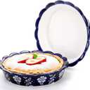 Tosnail 2 Pack 9.5" Ceramic Pie Pan, Deep Pie Dish, Fancy Pie Plates, Nonstick Large Quiche Pan Round Baking Dish for Fruit Tarts, Apple Pies, Cakes, Quiches