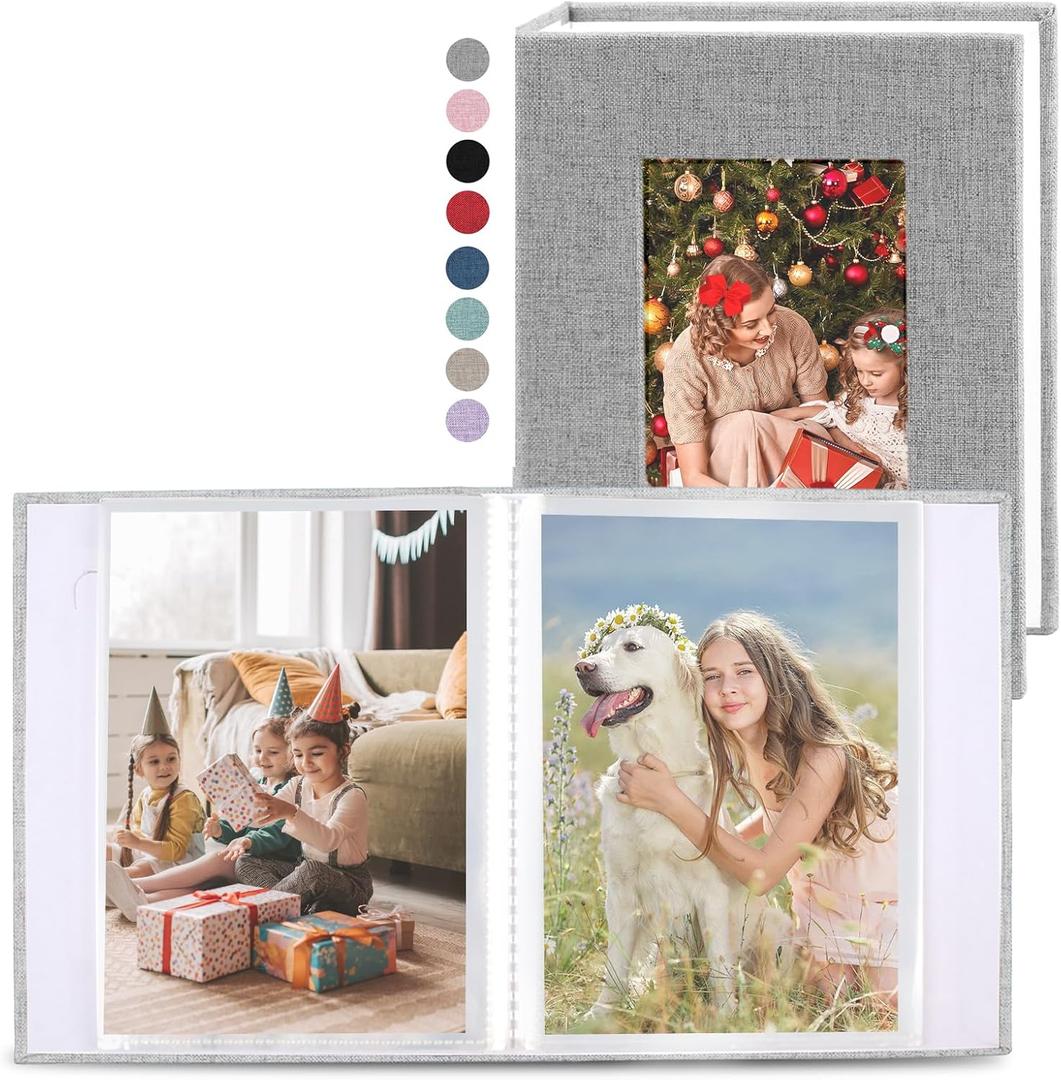 Vivinin 2 Pack Photo Album 4x6, Linen Cover Photo Book, Small Photo Album Book for 36 Pockets Hold 72 Pictures, Picture Book for Photos Family Anniversaries Baby Vacationsgray)