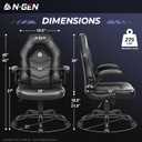 N-GEN Gaming Gaming Chair, Lumbar, PU Leather, Flip-Up Arms, Jet Black