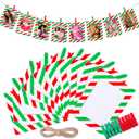 Janlaugh 100 Pcs Christmas Paper Photo Frames 4x6 Red and Green Paper Picture Frame with 100 Clip 10 String Kit DIY Hanging Cardboard Photo Holder Christmas Wall Decor Wedding Home