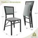 VECELO Folding Dining Chairs Set of 4, Metal Padded Foldable Seating with Comfortable Faux Leather, Space-Saving Portable Guest Seats for Kitchen & Office, No Assembly, Slate Grey, 4 Pack