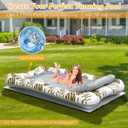 Rrtizan Inflatable Tanning Pool Rafts for Adults, 83.5" x 52.4" Adult Pool Floats with Pillow, Cup Holder & Handles, 4-in-1 Suntan Tub Raft Floatie for Pool, Backyard, Kids' Ball Pit