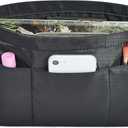 Vercord Premium Nylon Purse Organizer Tote Handbag Insert Organizers Bag in Bag Zipper 13 Pockets 5 Sizes (Large, Black)