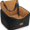 JOEJOY Dog Car Seats for Small Medium Dogs Under 35lbs, Dog Booster Seat with Detachable Washable Cover and Cushion, Memory Foam Pet Car Seat with Safety Belt and Storage Pockets (Brown)