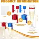 Funnymoom 12 Pack 2026 Graduation Disposable Champagne Flutes Set 4.5 oz Plastic Grad Glasses and Mini Graduation Caps with Tassels for Cocktail Toasting Grad Party Favor (Red,Blue)