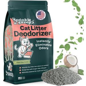 Litter Box Deodorizer | Cat Litter Deodorizer | Smell Control for Cats | Non-Toxic & Safe for Kittens | Home Odor Neutralizer | Kitty Litter Freshener | Sprinkle & Sweep | Made in USA