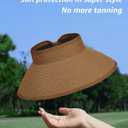 Sun Visor Hat for Women, Wide Brim Straw Summer UV Protection Hat, Foldable Roll-up Packable Beach Cap