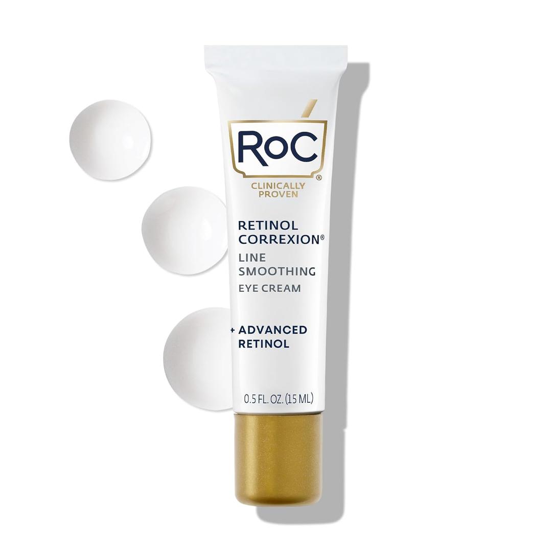 RoC Retinol Correxion Under Eye Cream for Dark Circles & Puffiness, Daily Wrinkle Cream, Anti Aging Skin Care Treatment Women and Men, 0.5 oz 