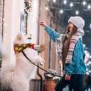 2 Pcs Dog Knitted Scarf Winter Pet Fleece Scarf Dog Warm Scarves with Cute Pompom Puppy Knit Scarves for Small Medium Pet Puppy Cat Winter Holiday Party(Red, Brown,Dots)