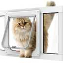 Aluminum Cat Door for Windows - Adjustable to Fit Window Width 24"-28", Quick-Fit Cat Door Window Insert, Magnetic Suction Design, Perfect for Cats