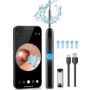 Ear Wax Removal Tool Camera, 1080P HD Scope and 6 LED Lights, Ear Cleaner with Camera, Ear Cleaning Kit - Earwax Remover Tool with 5 Spoon (Onyx)