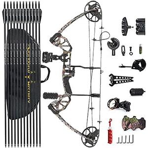 Compound Bow Draw Weight 0-70 Lbs for Pull Beginner and Intermediate Archer Fully Adjustable 19.25"-31" with All Accessories, up to IBO 320 fps,Package with Archery Hunting Equipment New 2024