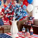 4th of July Decor Artificial Flowers Indoor 15PCS Babys Breath Flowers Fake Silk Patriotic Flowers for Independence Day Home Vase Table Centerpieces(15, Red, White and Blue)