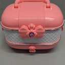 Hollyhi 58 Pcs Kids Makeup Kit for Girl, Princess Toys Real Washable Cosmetic Set with Mirror, Kids Makeup Sets for Girls, Play Make Up Birthday Gifts for 3 4 5 6 7 8 9 10 11 12 Years Old Kid (Pink) (Pink and White)