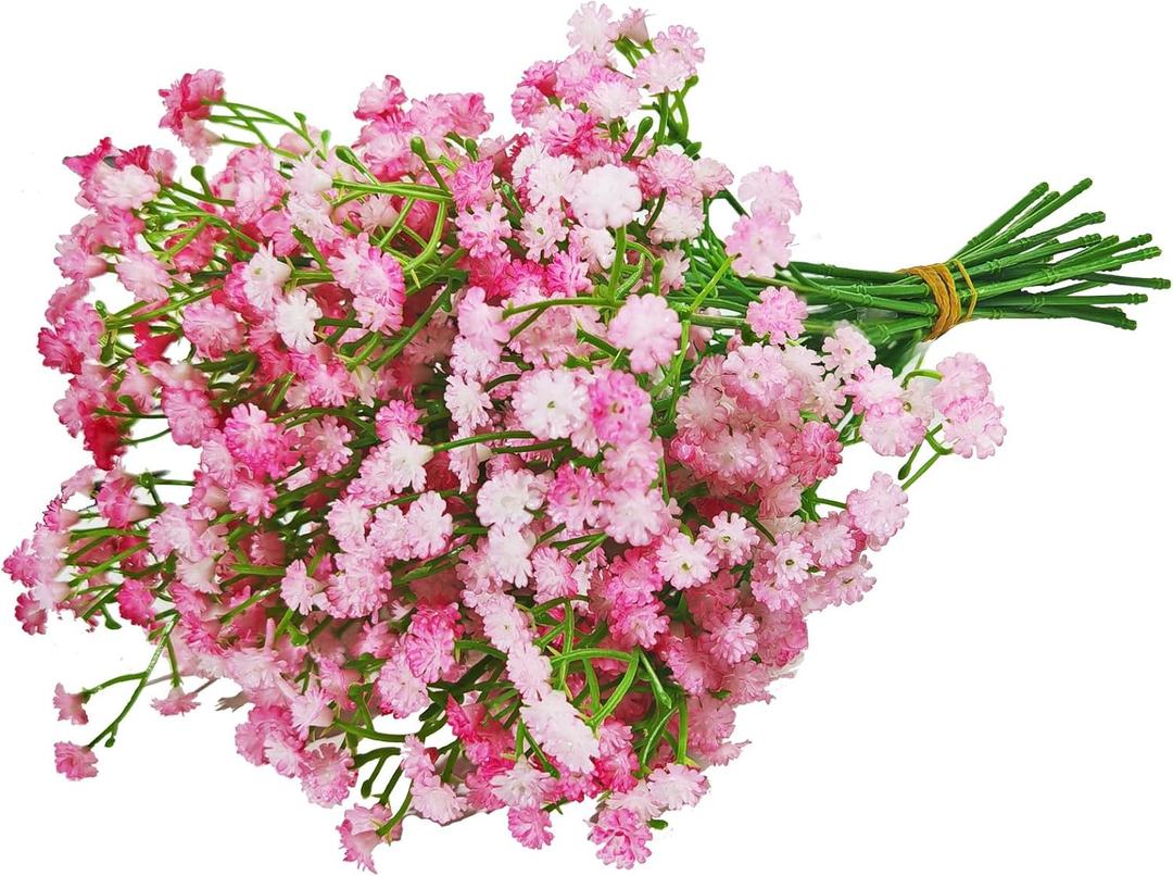 ABAJI Babys Breath Artificial Flowers Gypsophila Real Touch Flowers for Wedding Party Home Garden Decoration (24 PCS, Light Pink)