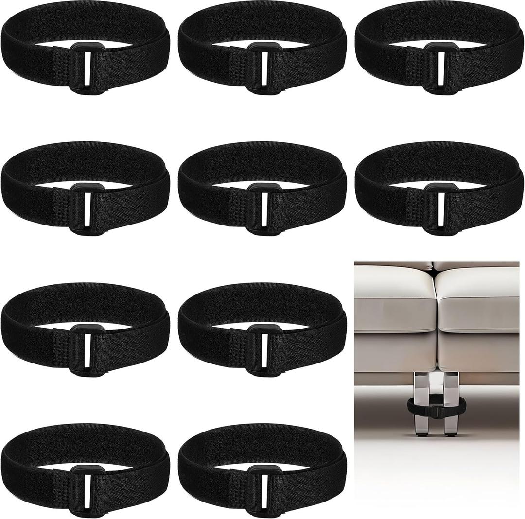 10PCS Couch Connector Straps, Universal Sectional Couch Connectors, Heavy Duty Couches Connector Straps, Easy to Install, No Tools Required, Fasten Sofa Legs Together