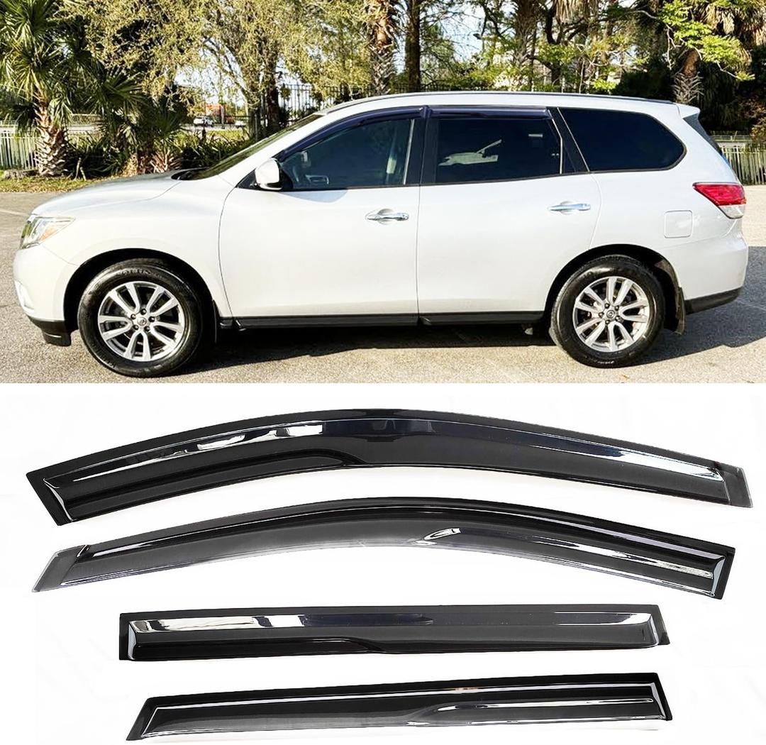 Window Visors Rain Guards Compatible with Nissan Pathfinder 2013-2021 Pickup,Window Deflectors Sun Visor Shade SUV Snow Wind Deflector Car Accessories,4-Pieces Set