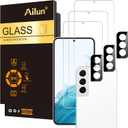 Ailun Tempered Glass Screen Protector for Galaxy S22 - 3 Pack Screen Protectors + 3 Pack Camera Lens Protectors - Fingerprint Unlock Compatible, Clear Case Friendly (S22 6.1 inches, Transparent)