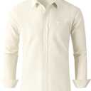 Grade 3.5 Wrinkle-Resistant Men's Lightweight Oxford Dress Shirts Long Sleeve Business Casual Pocket Shirt (Large, 00116_ivory)