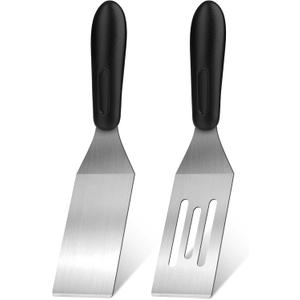 Stainless Steel Spatula Set, Mini Serving Spatula for Kitchen Use, Metal Spatula for Cooking with Heat Resistant Handle, Metal Spatulas for kitchen use for Pancakes, Lasagna, Brownies, Cake, and Cookie (2PC)