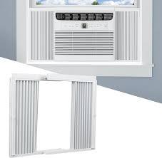 Memrita Window AC Side Panels with Frame Set,Air Conditioner Accordion Filler Curtain Replacement for Window AC Units,Fits Most 8,000 BTU Units,White,2 Pack
