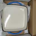 Bruntmor 2-in-1 Square Dutch Oven Casserole Dish with Lid, Dual Handles and Grill Pan for Baking, Braising and Grilling - Durable All-in-One Enameled Cast Iron Cookware Set for Kitchen, Whale Blue